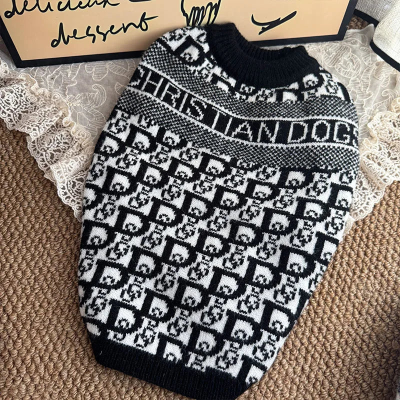 Pet Dog Clothes Luxury Designer Dog Winter Clothes XS-2XL Pet Warm Soft Puppy Sweaters Knitted French Bull Knitwear