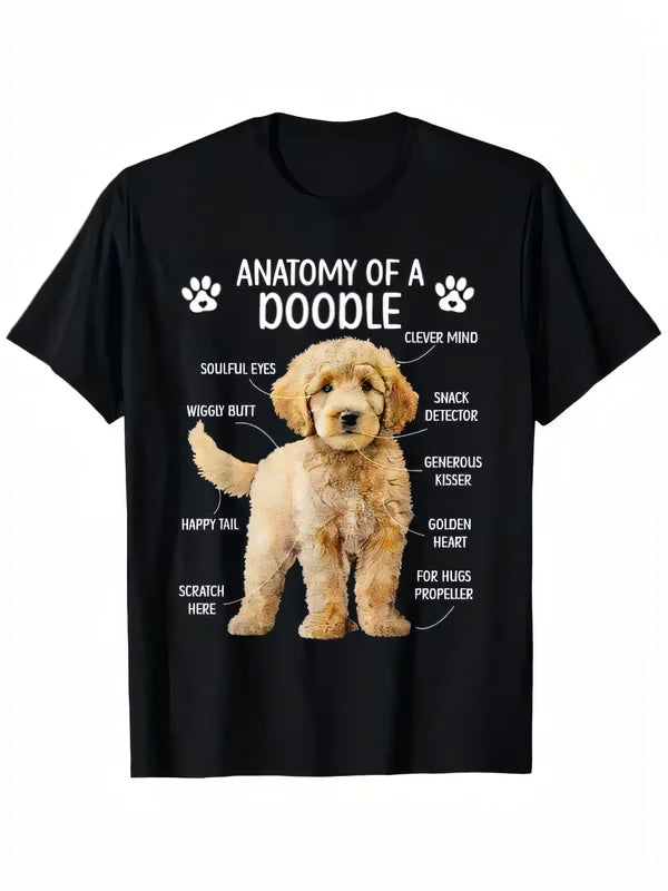 Anatomy of a Doodle Dog T-shirt Funny Pet Lover Graphic Tee Cute Golden Doodle Anatomy Anatomy of a Dog Shirt Gift for Dog Mom