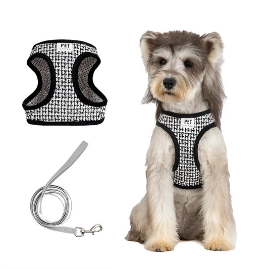 Dog Leash Harness for Small Medium Dogs Adjustable Chest  Vest Strap Breathable Dog Walking Leash Set Pet Outdoor Supplies