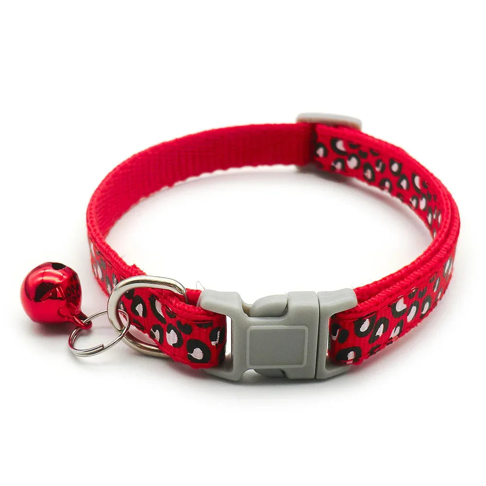 Cute Leopard Print Cat Dog Collars Adjustable Buckle Puppy Cartoon Pet Puppy Collars Leads Pet Accessories Cat Supplies