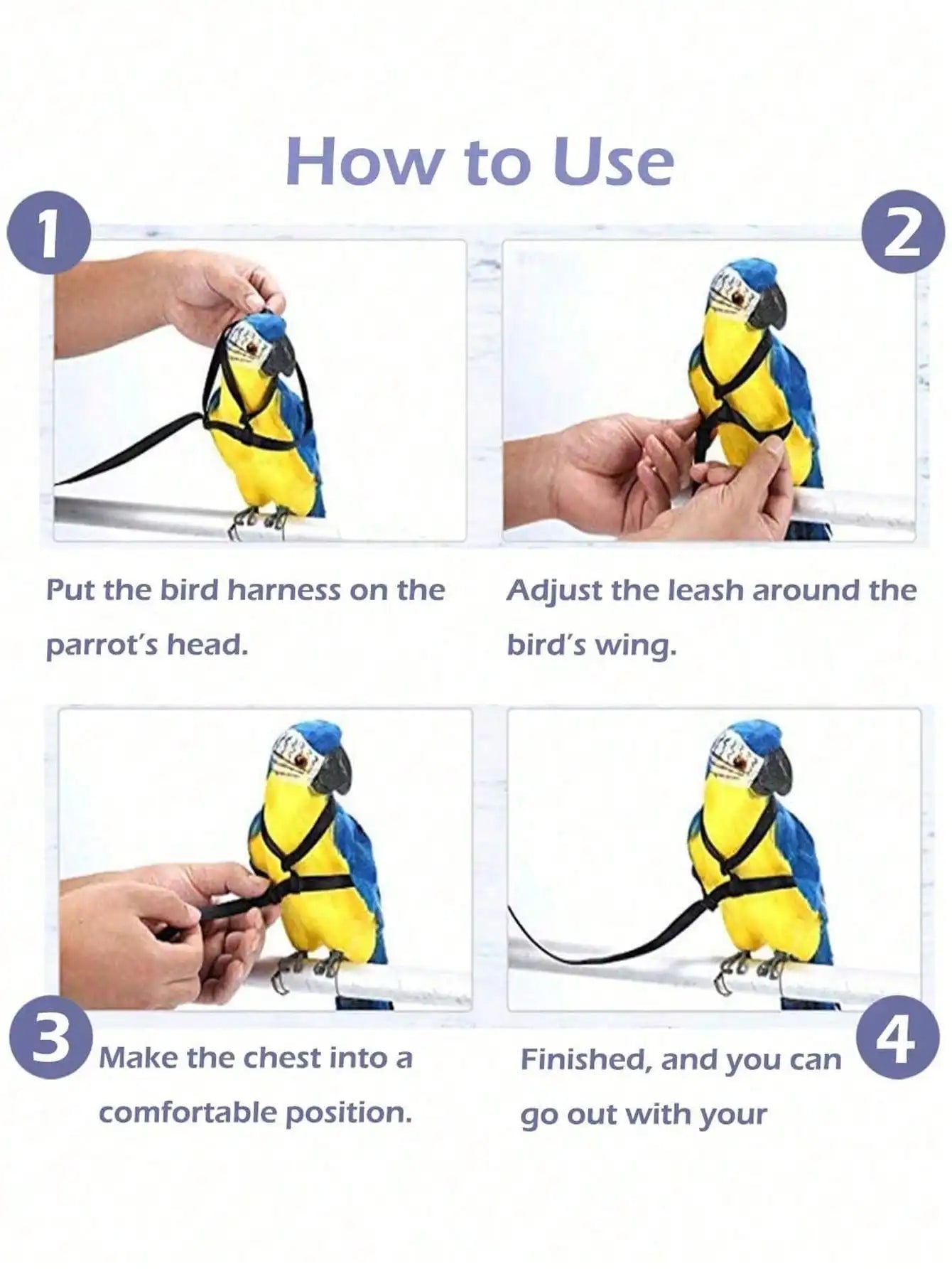 Adjustable Birds Harness and Leash Parrot Harness Leash Training Supplies Pet Anti-bite Outdoor Flying Rope for Conures Budgerig