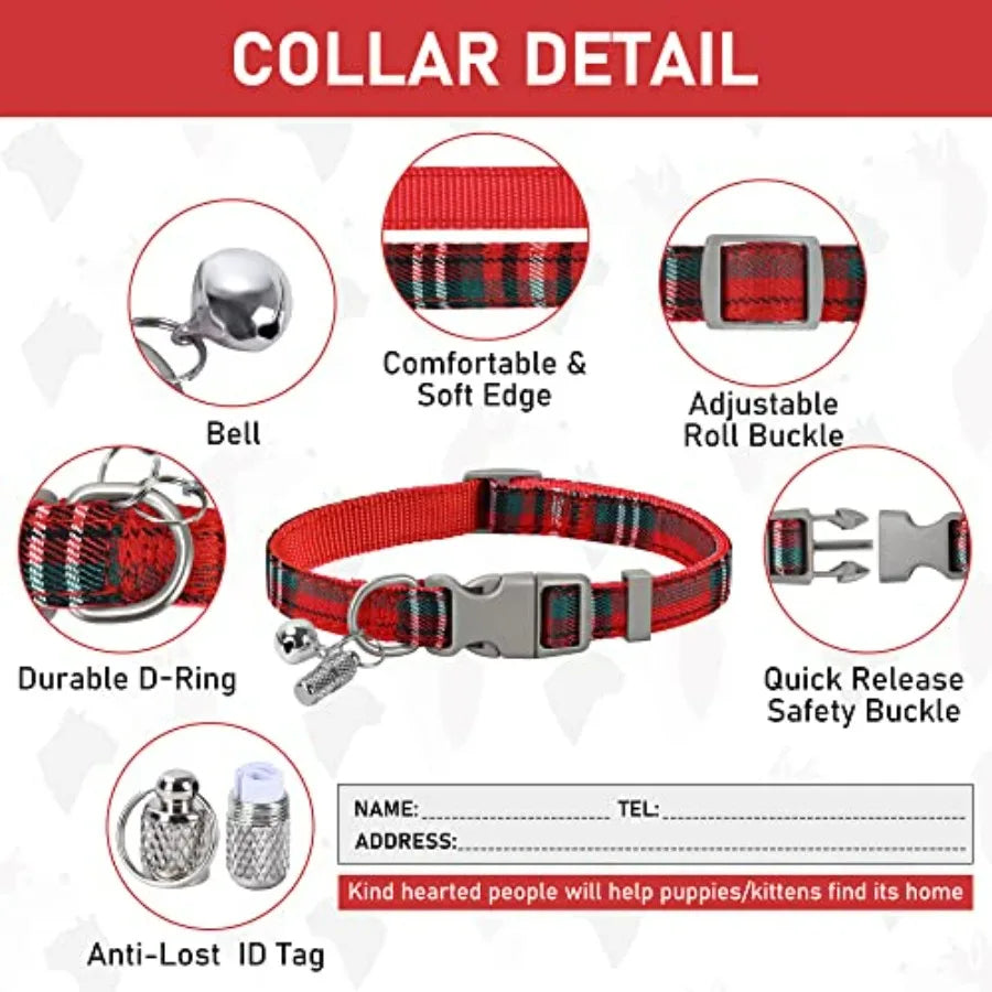 Small Dog Harness Collar and Leash Set, Step in No Chock No Pull Soft Mesh Adjustable Dog Vest Harnesses Plaid Reflective for D