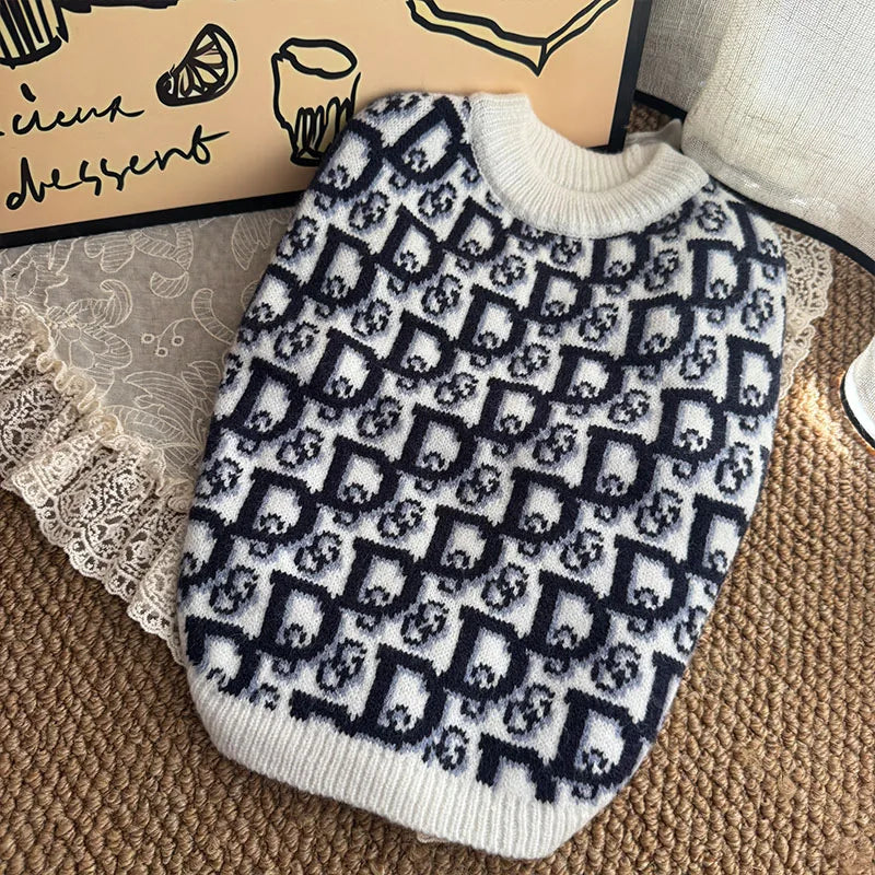 Pet Dog Clothes Luxury Designer Dog Winter Clothes XS-2XL Pet Warm Soft Puppy Sweaters Knitted French Bull Knitwear