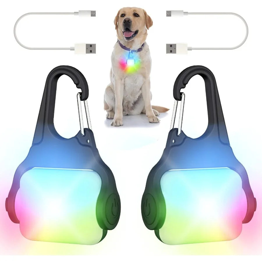 Dog Collar Light 2 Pack Dog Lights for Night Walking 4 Modes Waterproof Dogs Light Clip on Rechargeable LED Dogs Walking Lights