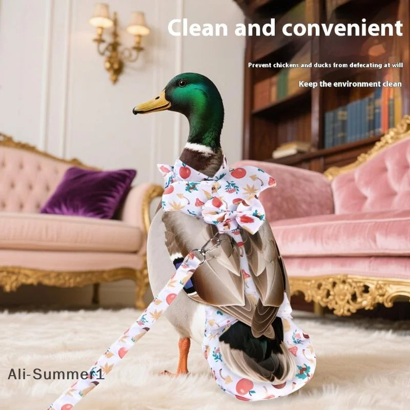 【E】1/2Pcs Cute Cartoon Fashion Chicken Duck Vest Diaper Hen Belt Pet Traction Rope Set Comfortable Leads Pet Poultry Supplies