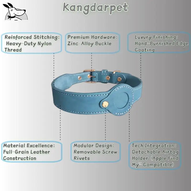 Leather collar locator collar pet dog collar tracking Full grain cowhide detachable
