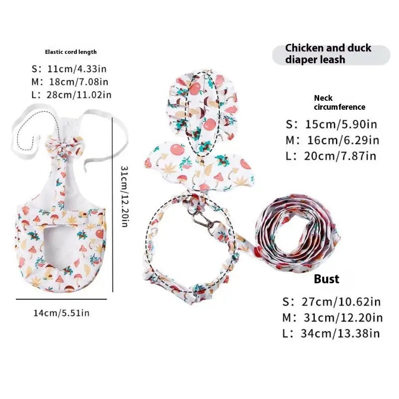 【E】1/2Pcs Cute Cartoon Fashion Chicken Duck Vest Diaper Hen Belt Pet Traction Rope Set Comfortable Leads Pet Poultry Supplies