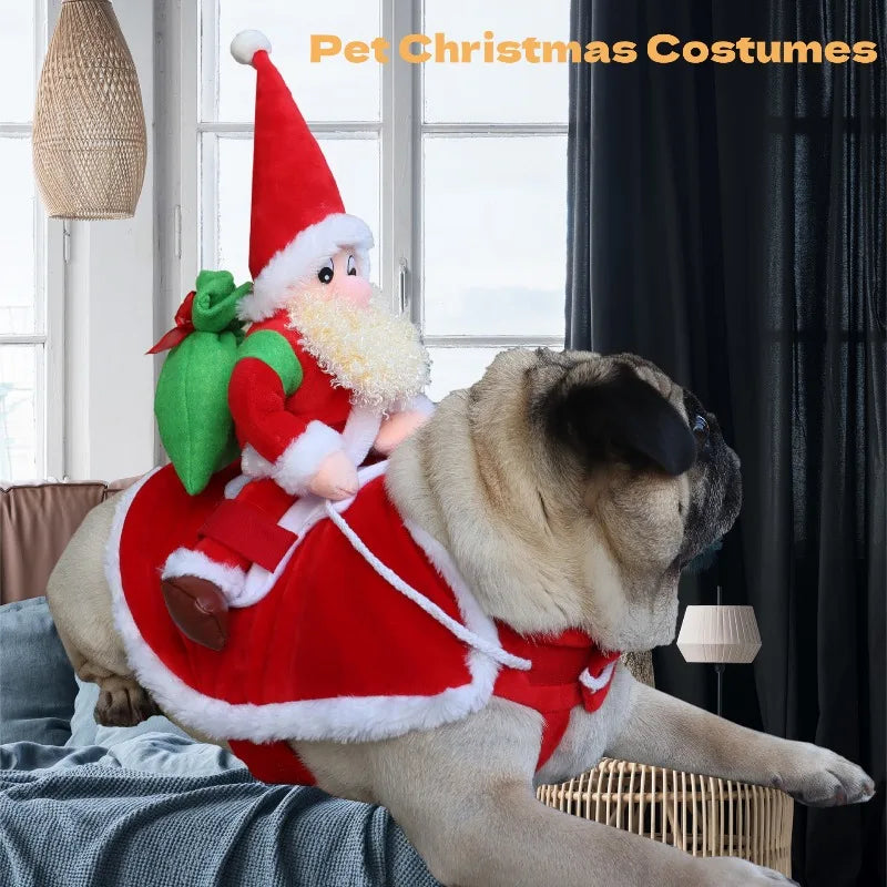 Christmas Reindeer Styling, Santa Claus Pet Clothing, Dog Holiday Party Cycling Clothing, Christmas Themed Pet Holiday Clothing
