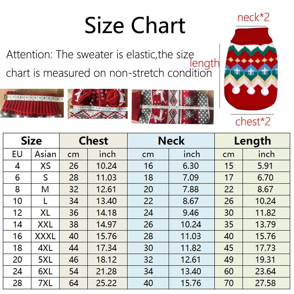 Big Dog Sweater Winter Warm Christmas Clothes for Small Medium Large Dogs Golden Retriever Rottweiler Corgi Cat Pullover Jumper