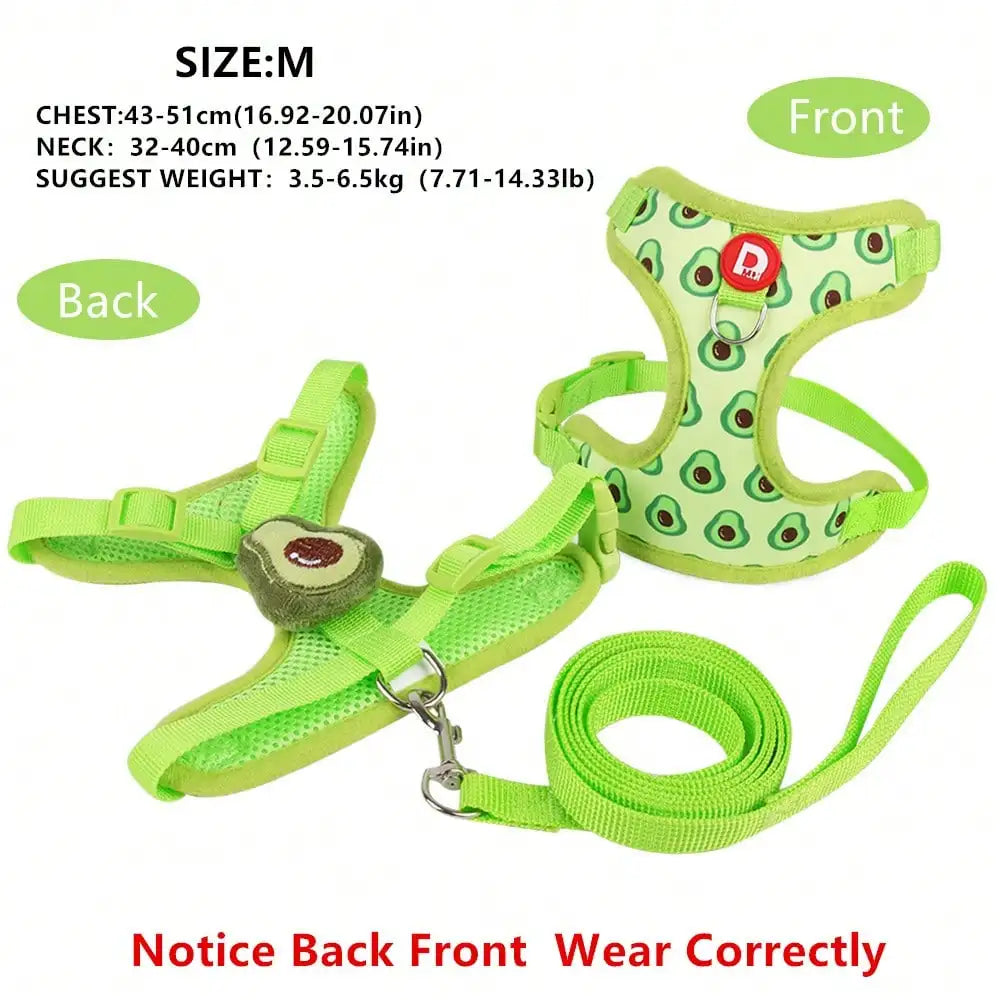 Cute Pet Harness And Leash Set For Small Dogs, Anti-Escape Cat Leash, Adjustable Cat Vest, All Seasons Suitable For Outdoor Walking