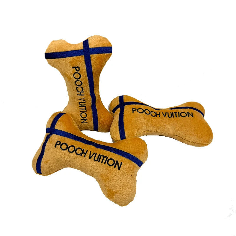 Fashion Designer Cotton Interactive Bite Dog Toys Luxury Holiday Birthday Dog Bone Toy Wither Squeaker
