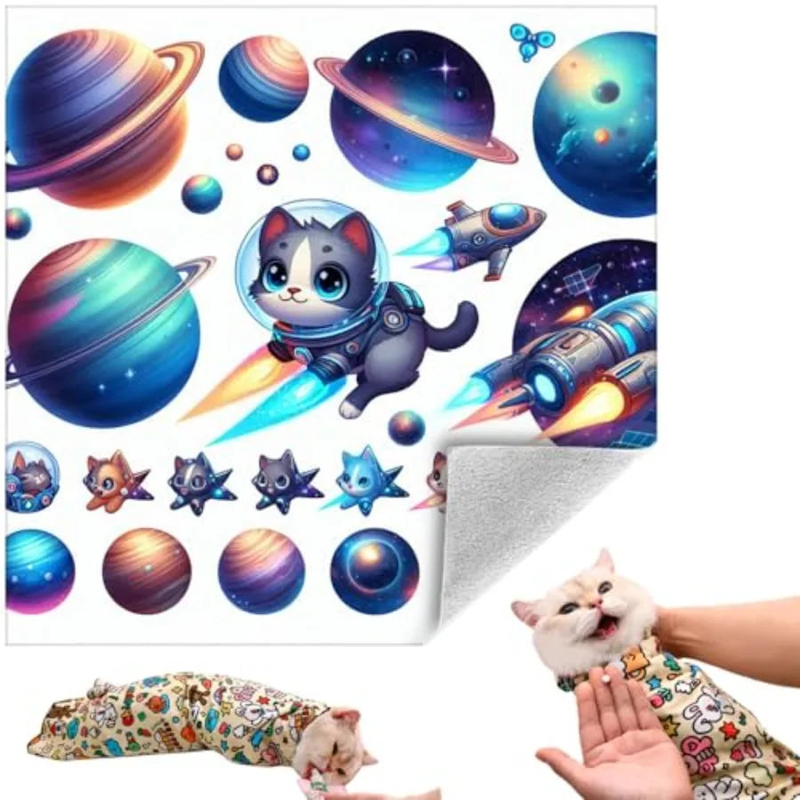 Cat Grooming Wrap Self-Adherent Soft Cat Blanket to Wrap Nail Clipping Anti-Bite Anti-Scratch Anti-Escape Calming Wrap