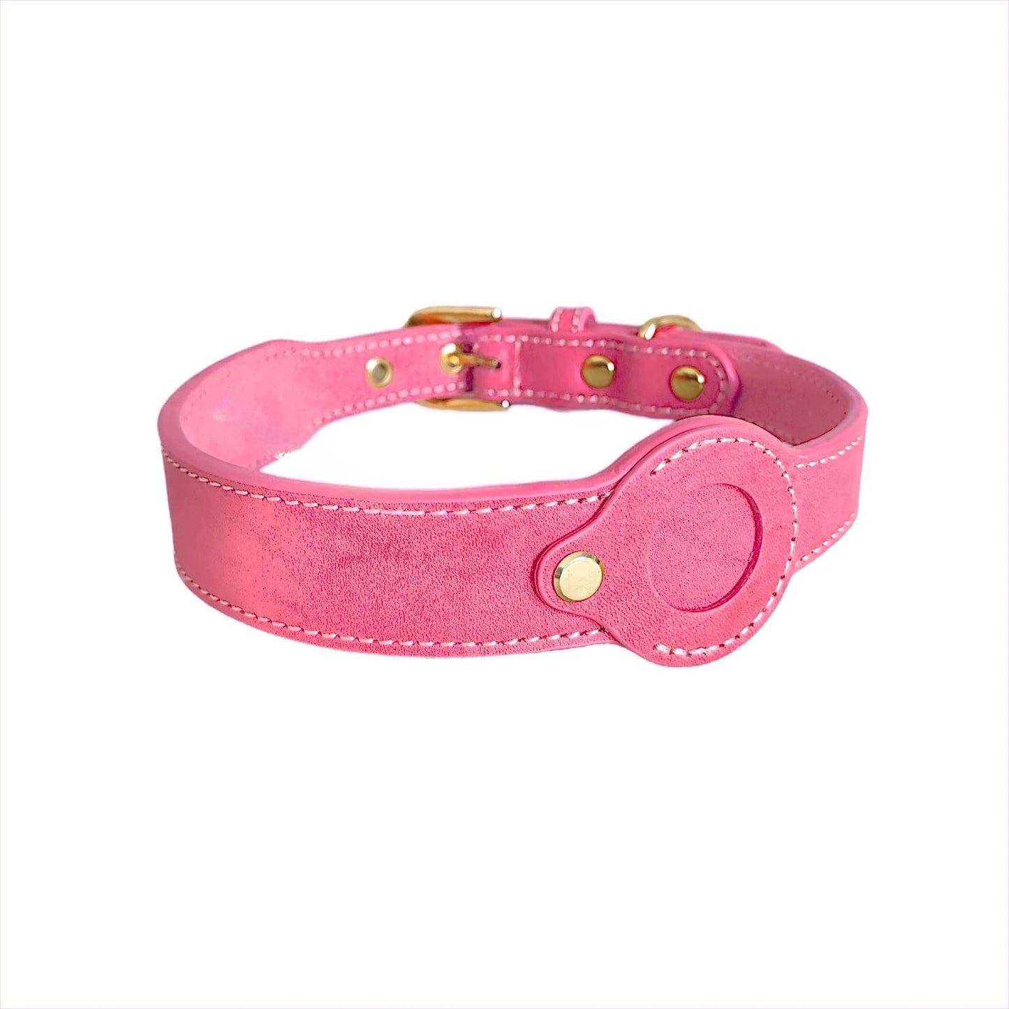 Leather collar locator collar pet dog collar tracking Full grain cowhide detachable