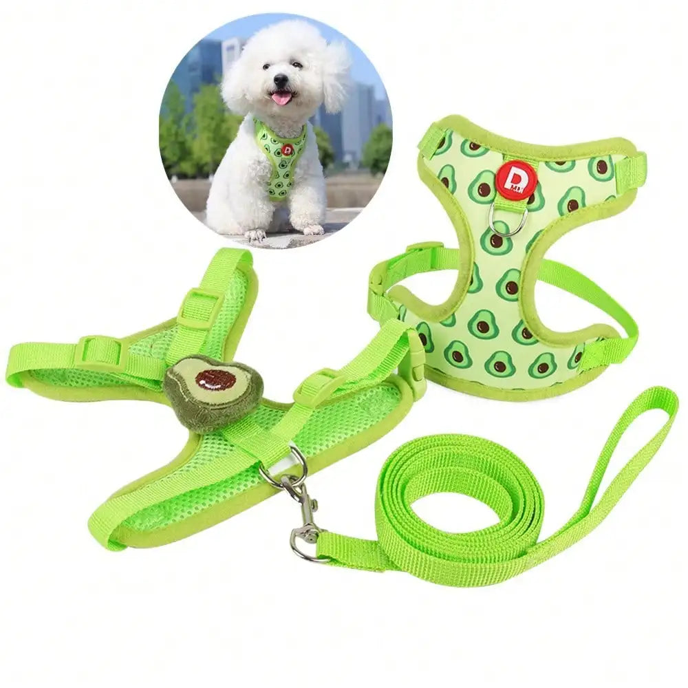 Cute Pet Harness And Leash Set For Small Dogs, Anti-Escape Cat Leash, Adjustable Cat Vest, All Seasons Suitable For Outdoor Walking