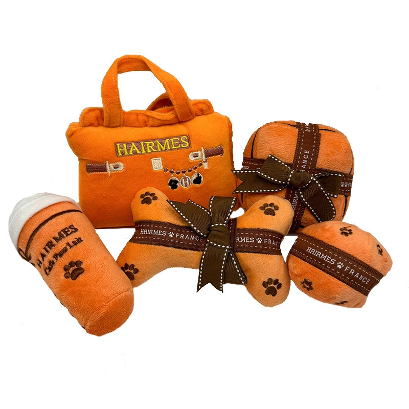 Luxury Desigenr Handbag Dog Toys Plush Squeaky Pet Accessory Puppy Chewing Bite Toy