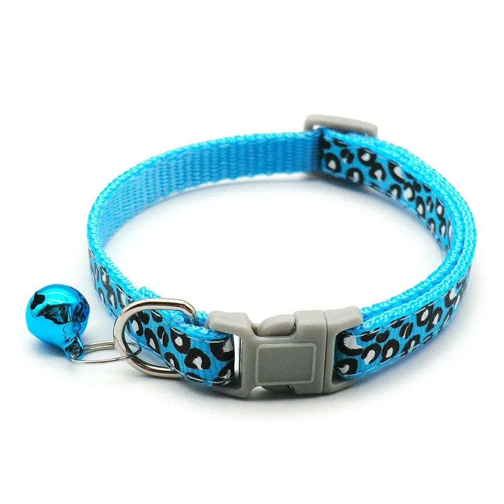 Cute Leopard Print Cat Dog Collars Adjustable Buckle Puppy Cartoon Pet Puppy Collars Leads Pet Accessories Cat Supplies