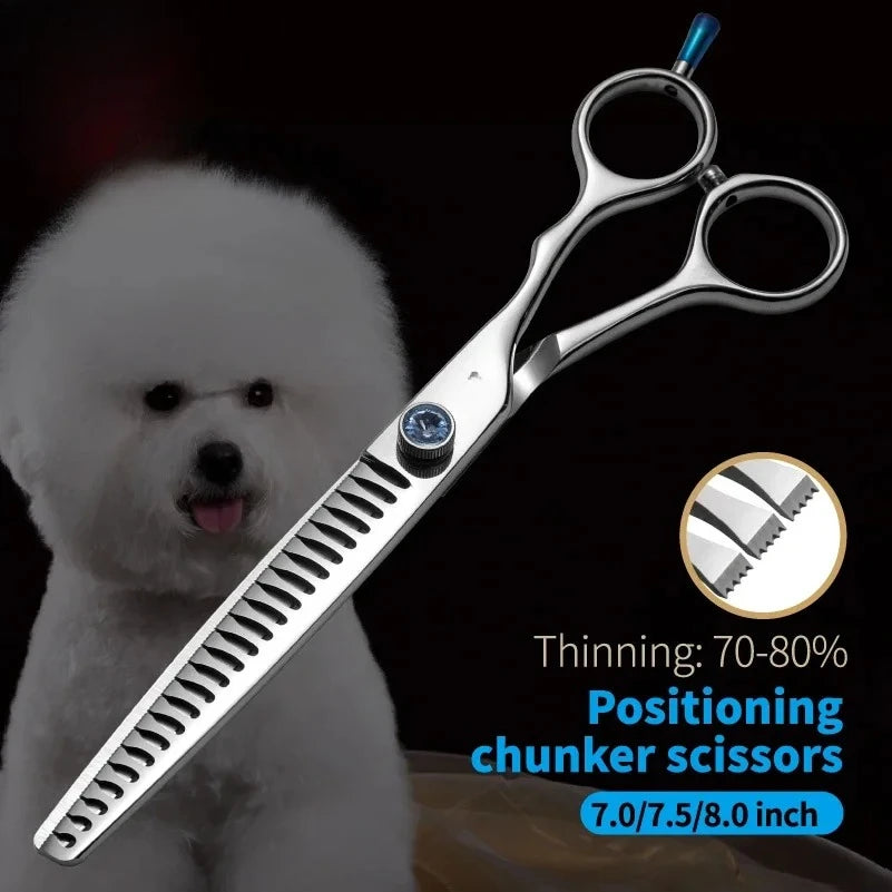 Fenice 7.0/7.5/8.0inch Professional Pet Grooming Scissors Dog Beauty Scissor Chunkers Pet Items Dogs Thinning Scissors Groomer