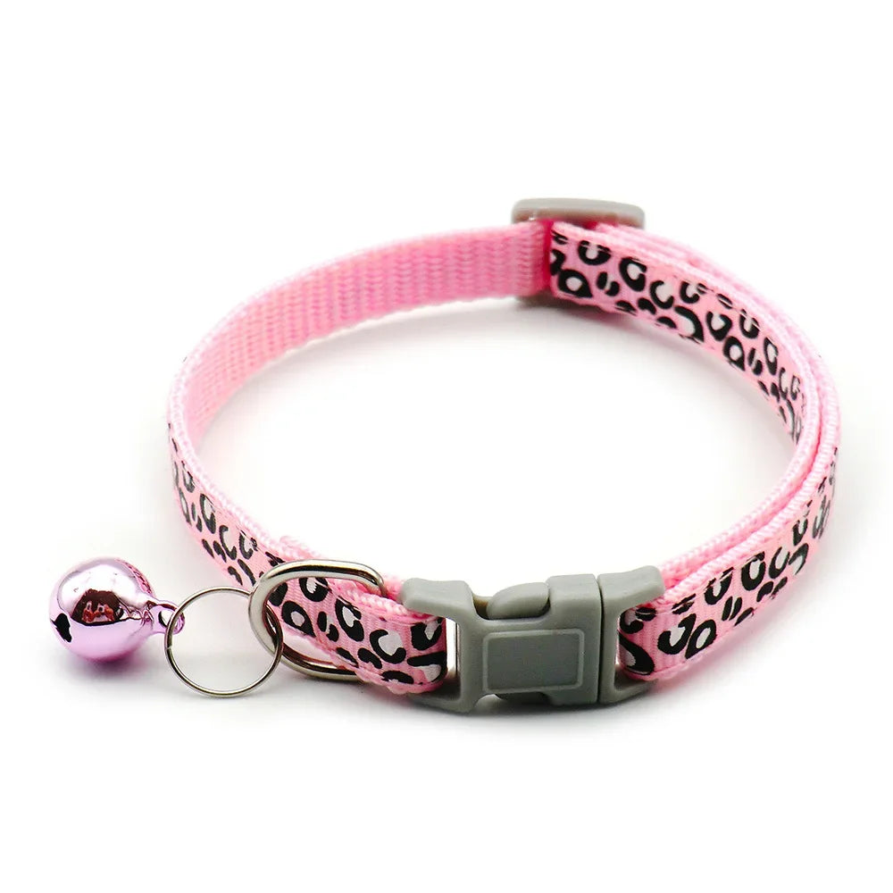 Cute Leopard Print Cat Dog Collars Adjustable Buckle Puppy Cartoon Pet Puppy Collars Leads Pet Accessories Cat Supplies