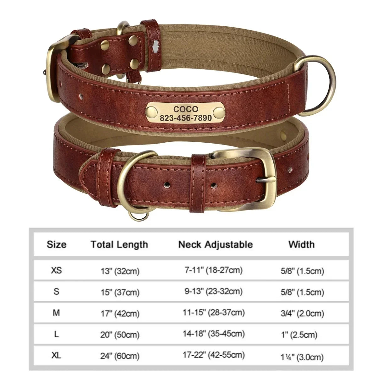 Personalized Leash Custom Dog Collar PU Leather Pet Dog Tag Collars Free Engraved Nameplate For Small Medium Large Dogs Pitbull