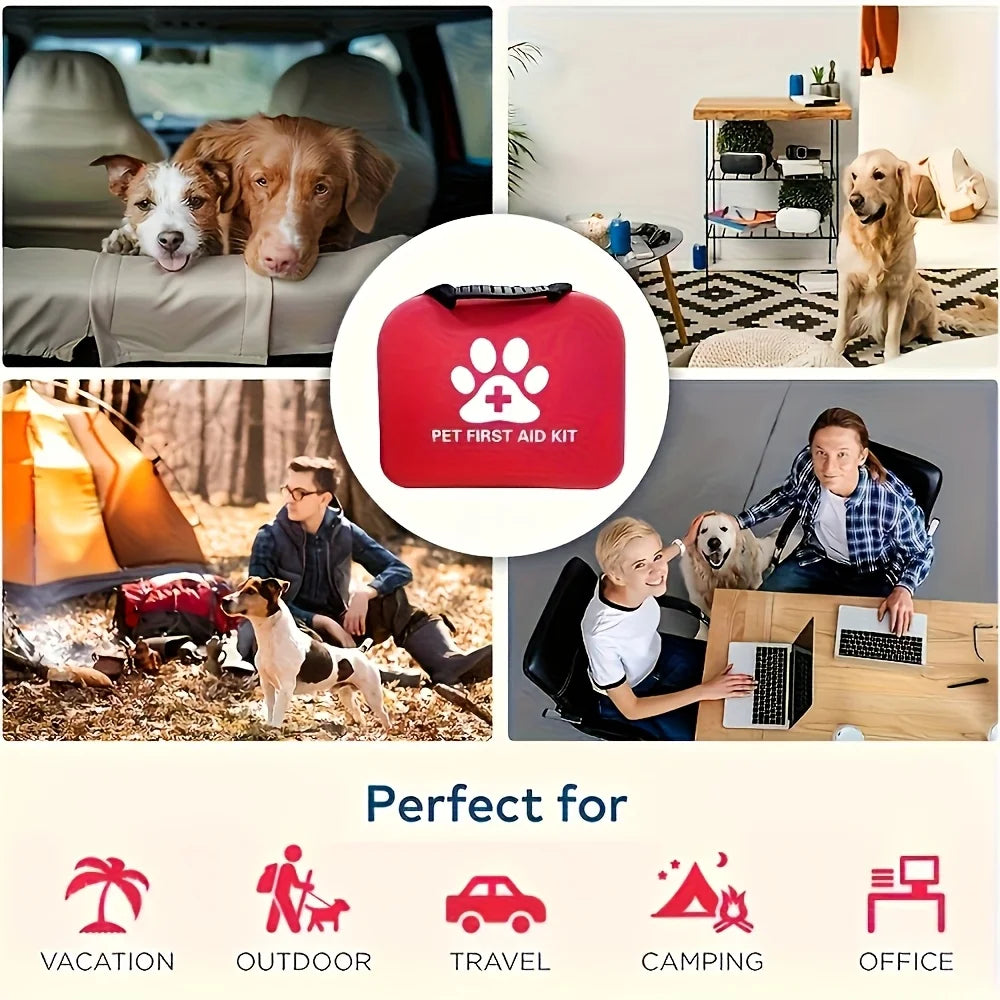 Large Capacity Pet First Aid Kit, Portable First Aid Kit for Dog & Cat Emergency Supplies