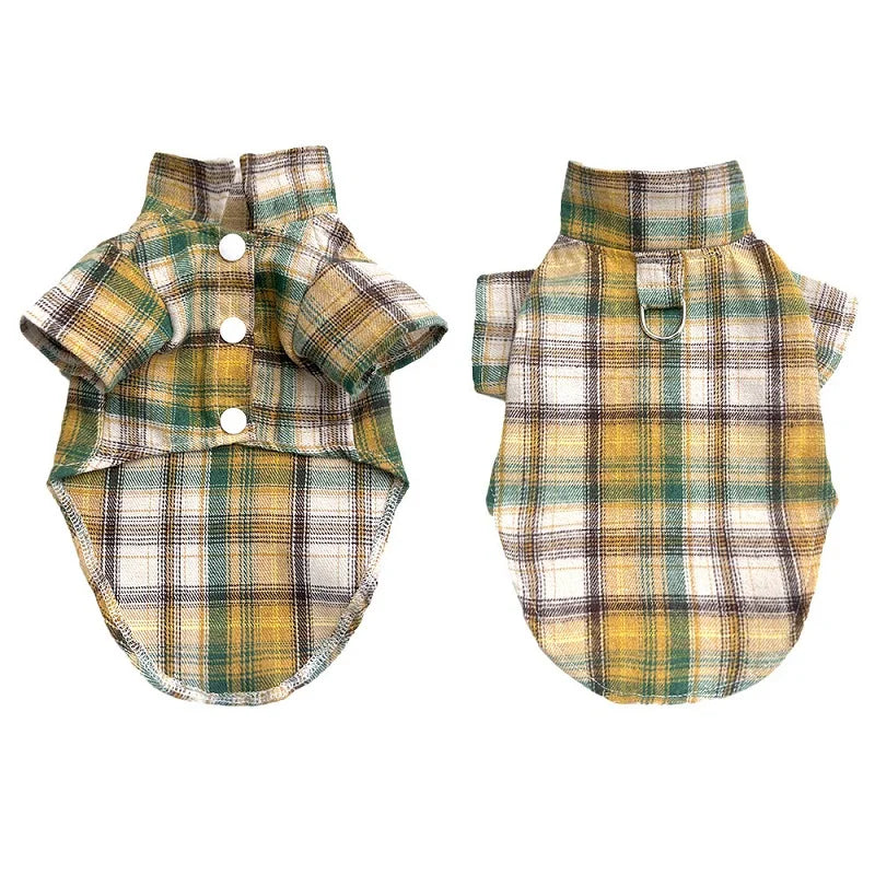 Fashion Dog Clothes Classical Plaid Dog Shirt Autumn Puppy Vest Cute Soft Cat Shirt Pet Costumes Chihuahua Yorkies Dog Supplies