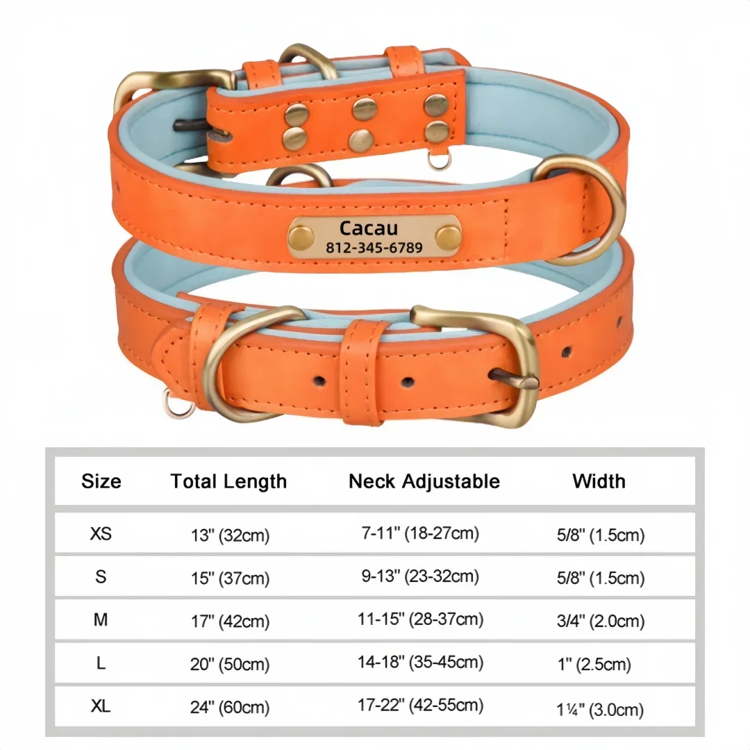 Personalized Leash Custom Dog Collar PU Leather Pet Dog Tag Collars Free Engraved Nameplate For Small Medium Large Dogs Pitbull