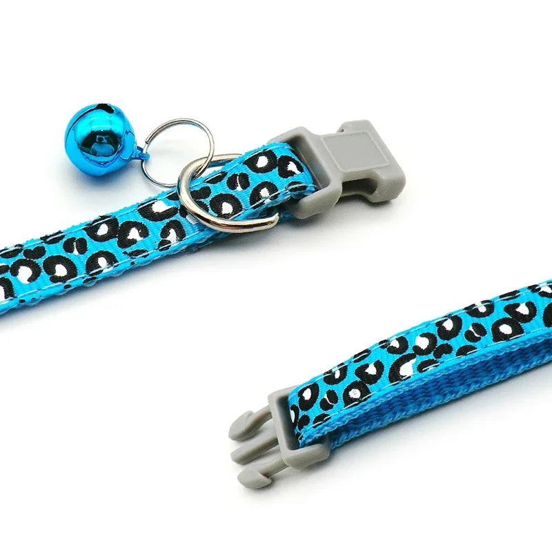 Cute Leopard Print Cat Dog Collars Adjustable Buckle Puppy Cartoon Pet Puppy Collars Leads Pet Accessories Cat Supplies