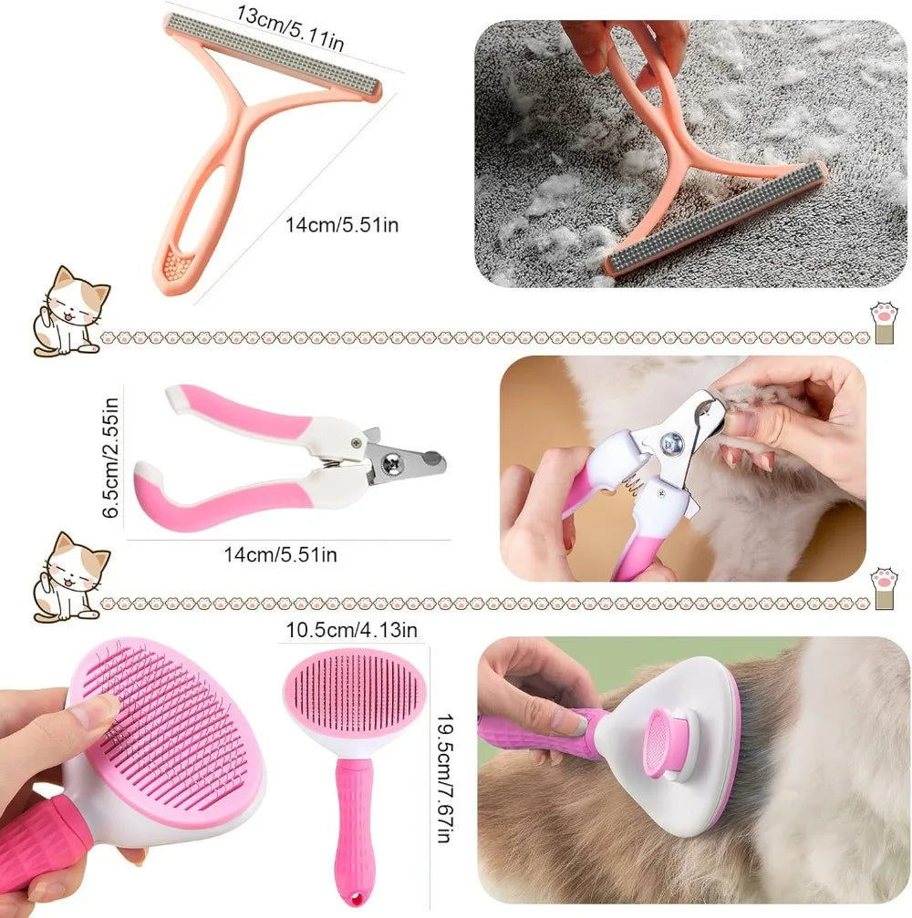 Kitten Starter Kit: 37 Pcs Indoor Cat Essentials with Bed, Carrier, Litter Box, Toys & More (Pink)
