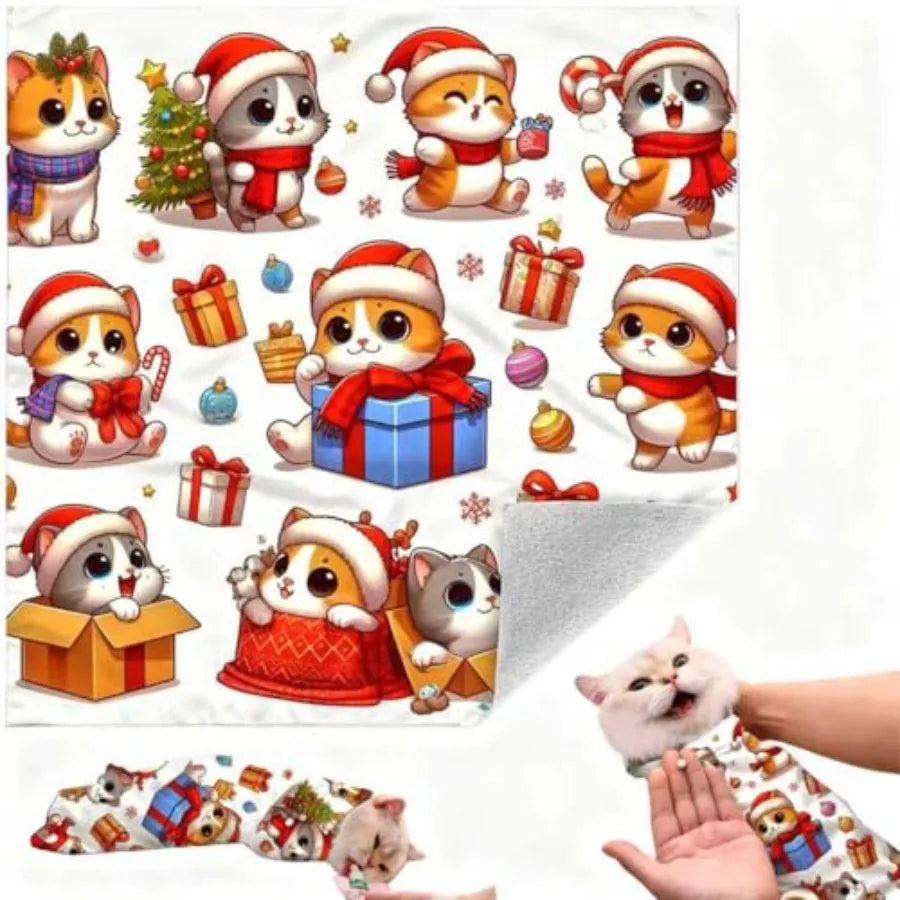 Cat Grooming Wrap Self-Adherent Soft Cat Blanket to Wrap Nail Clipping Anti-Bite Anti-Scratch Anti-Escape Calming Wrap