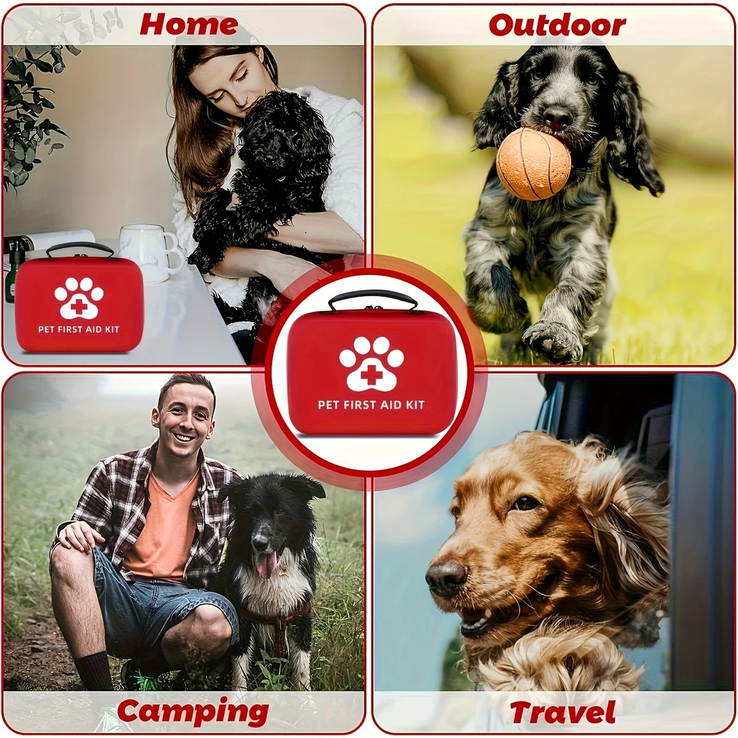 Large Capacity Pet First Aid Kit, Portable First Aid Kit for Dog & Cat Emergency Supplies