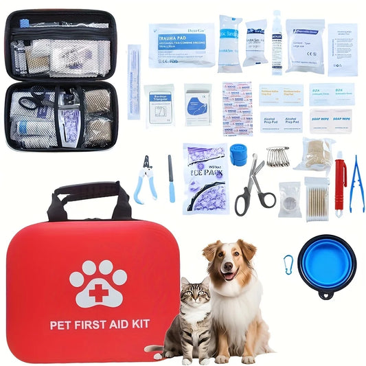 Large Capacity Pet First Aid Kit, Portable First Aid Kit for Dog & Cat Emergency Supplies