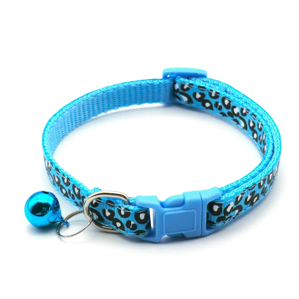 Cute Leopard Print Cat Dog Collars Adjustable Buckle Puppy Cartoon Pet Puppy Collars Leads Pet Accessories Cat Supplies