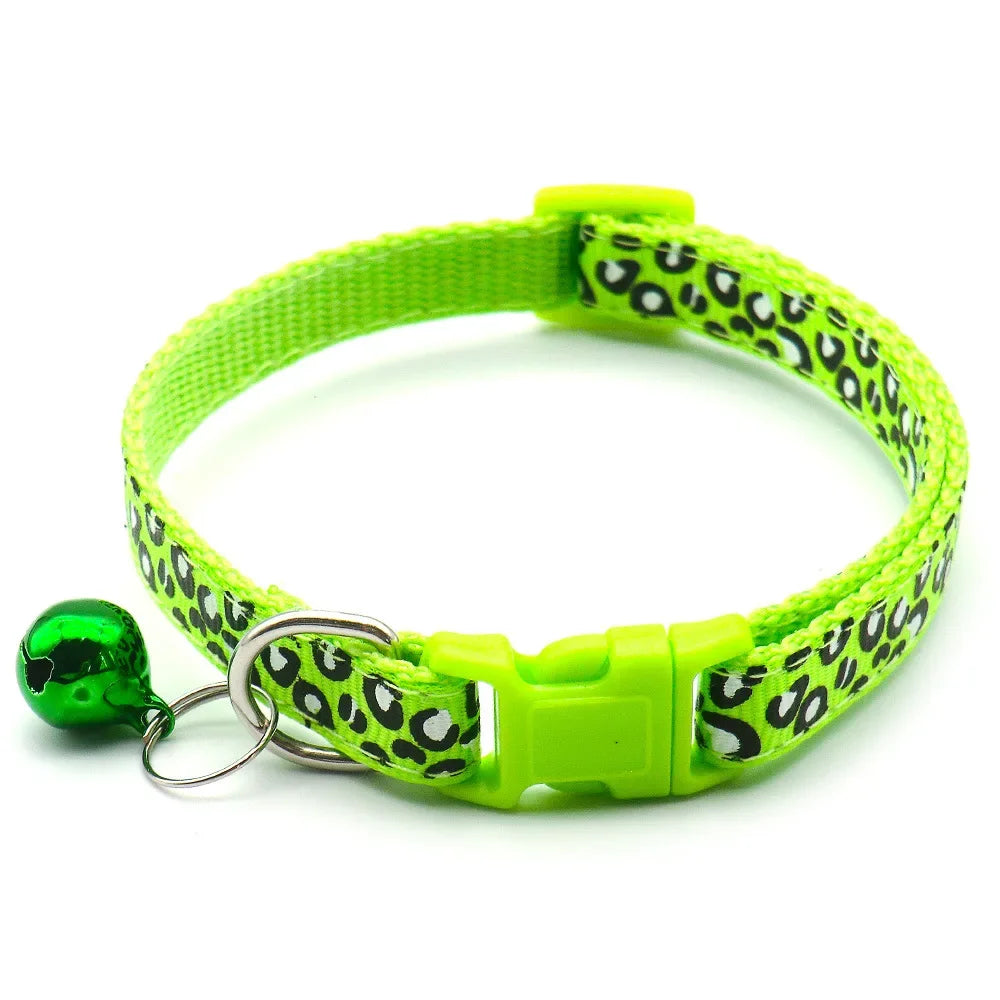 Cute Leopard Print Cat Dog Collars Adjustable Buckle Puppy Cartoon Pet Puppy Collars Leads Pet Accessories Cat Supplies