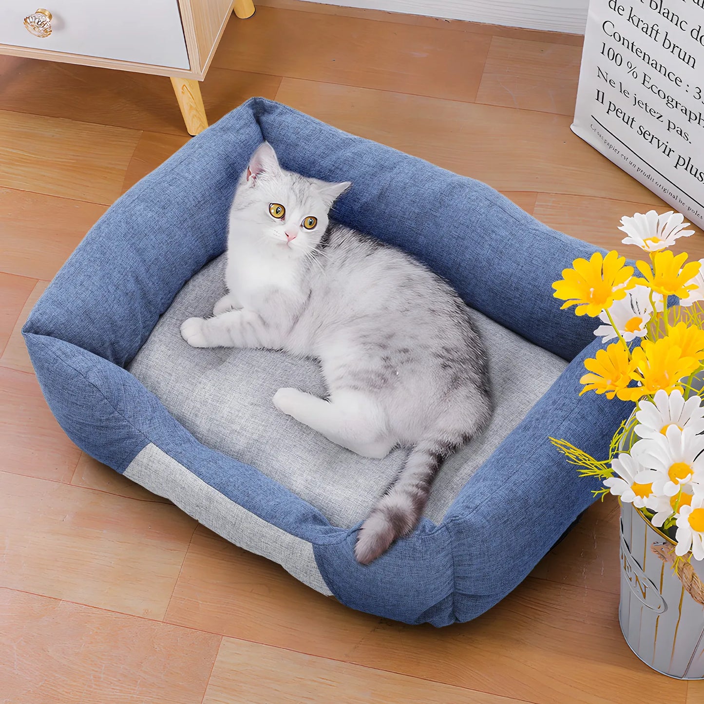 Winter Pet Cats Dogs Bed Soft Fluffy Plush Mat Self Warming Sleeping Kennel Nest