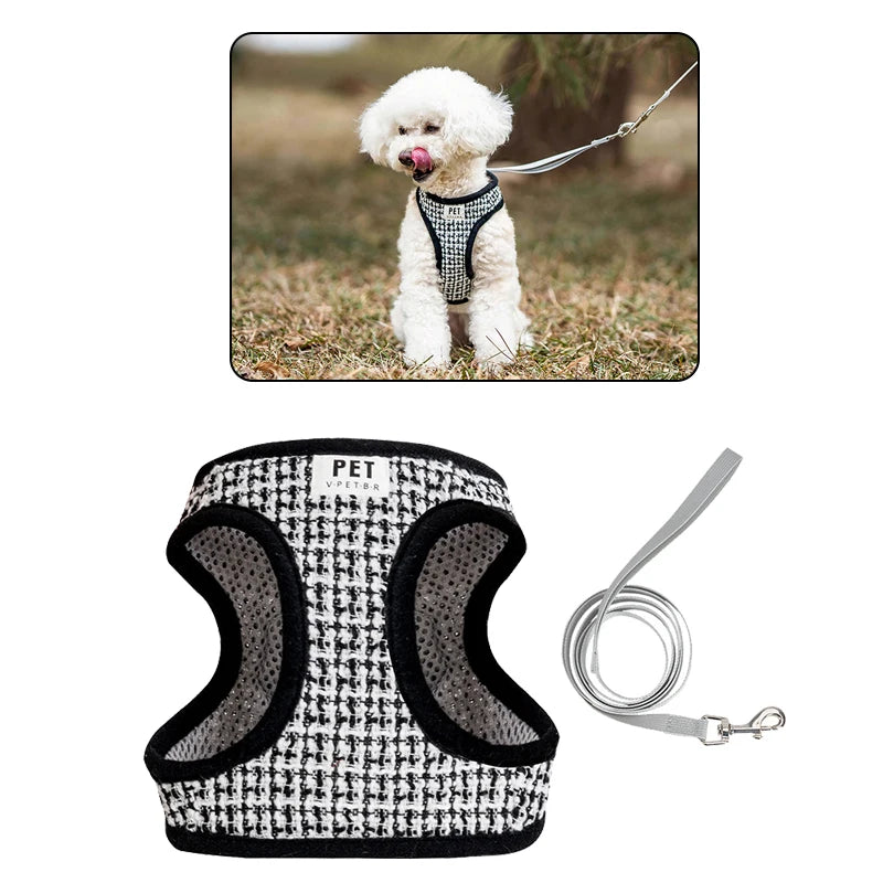 Dog Leash Harness for Small Medium Dogs Adjustable Chest  Vest Strap Breathable Dog Walking Leash Set Pet Outdoor Supplies