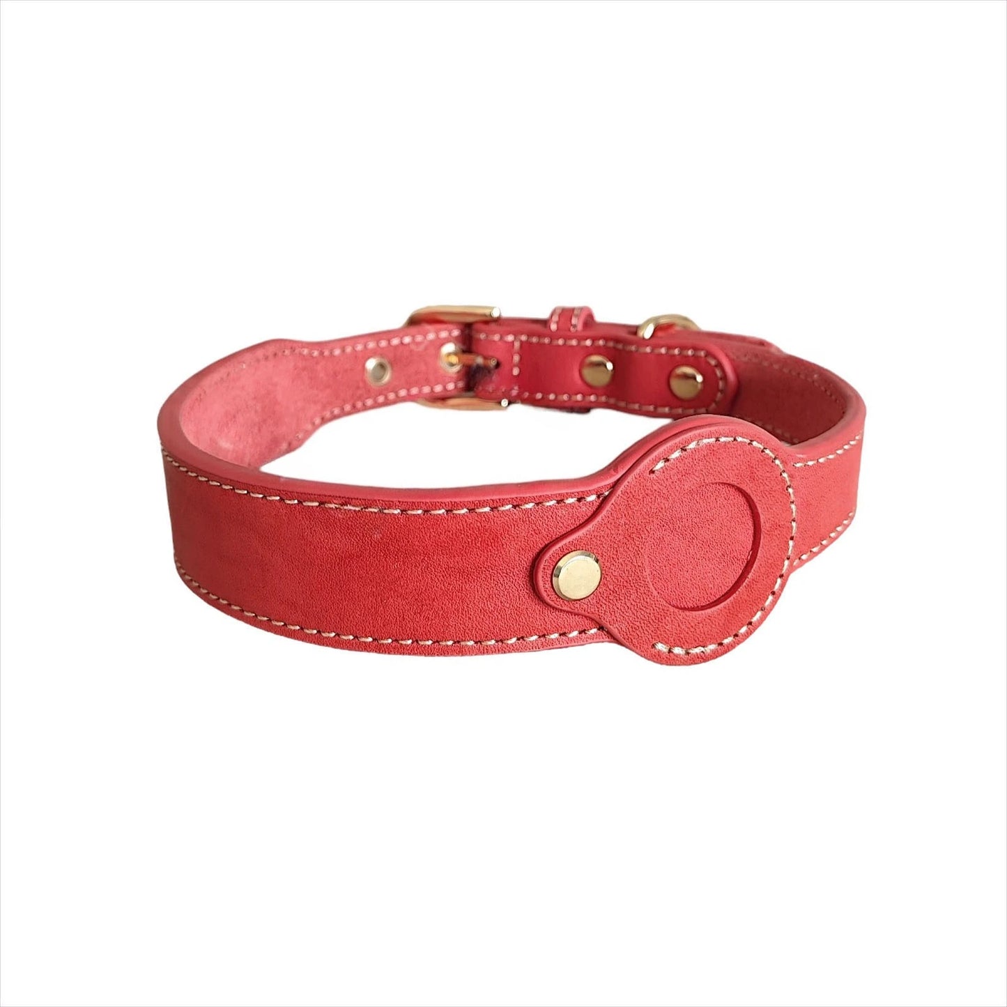 Leather collar locator collar pet dog collar tracking Full grain cowhide detachable