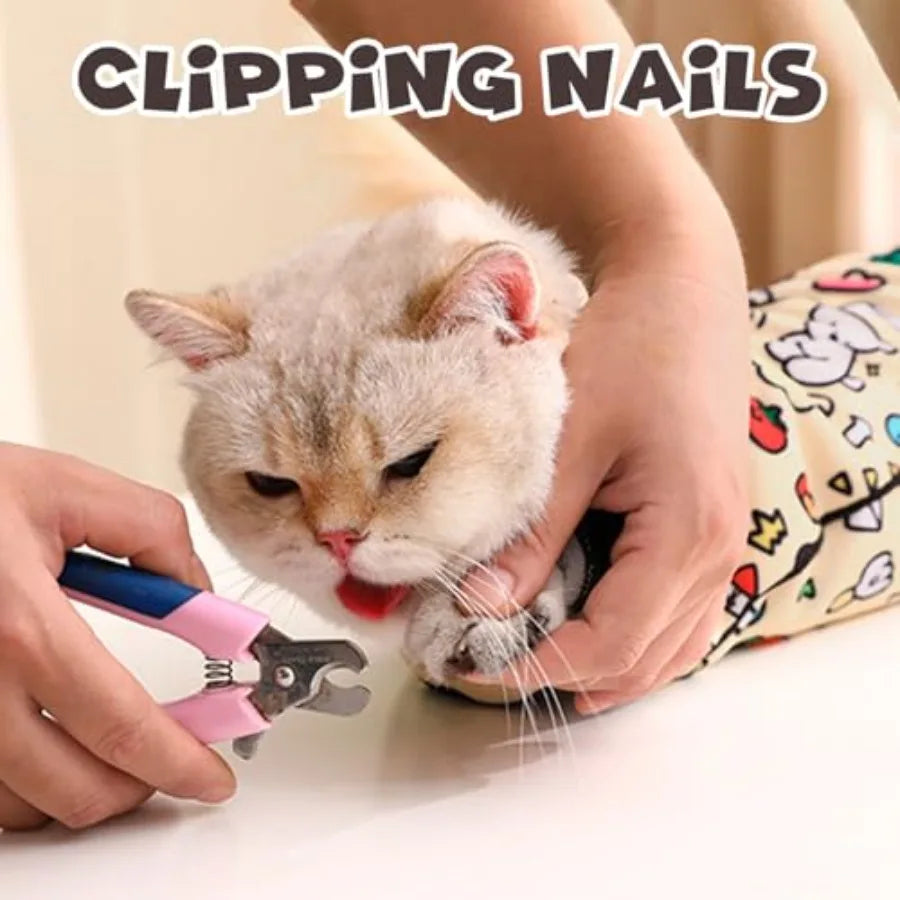 Cat Grooming Wrap Self-Adherent Soft Cat Blanket to Wrap Nail Clipping Anti-Bite Anti-Scratch Anti-Escape Calming Wrap