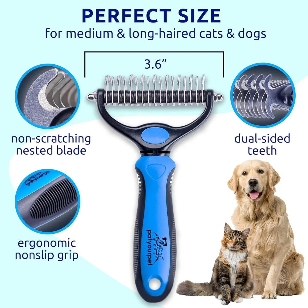 Double-Sided Deshedding Brush for Dogs and Cats – Grooming Tool for Long and Short Hair