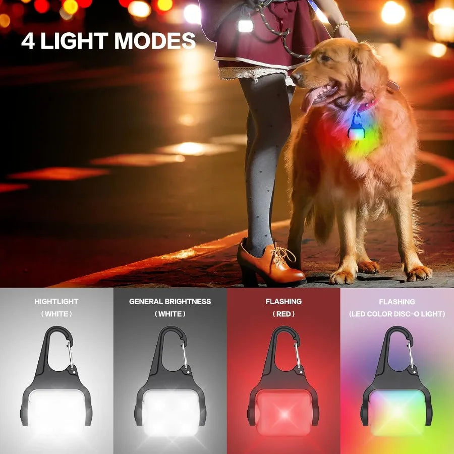 Dog Collar Light 2 Pack Dog Lights for Night Walking 4 Modes Waterproof Dogs Light Clip on Rechargeable LED Dogs Walking Lights