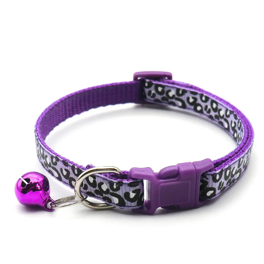 Cute Leopard Print Cat Dog Collars Adjustable Buckle Puppy Cartoon Pet Puppy Collars Leads Pet Accessories Cat Supplies