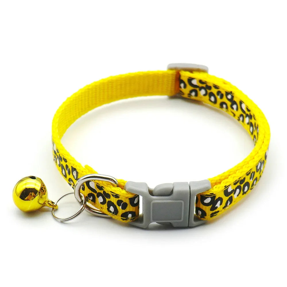 Cute Leopard Print Cat Dog Collars Adjustable Buckle Puppy Cartoon Pet Puppy Collars Leads Pet Accessories Cat Supplies