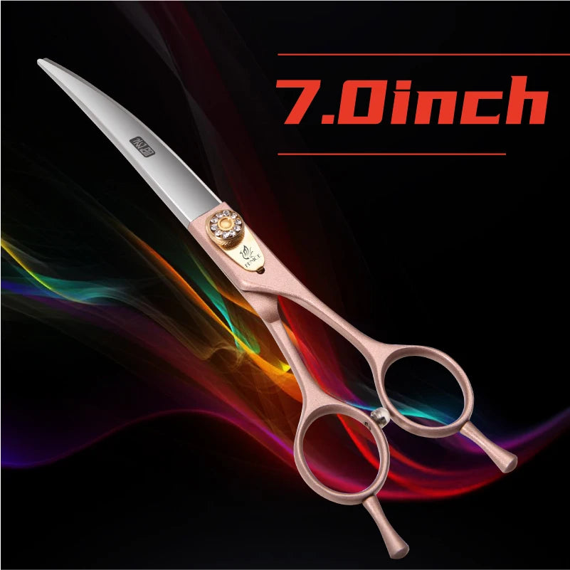 Fenice JP440C Steel Dog Scissors 7/7.5/8 Inch Pet Grooming Shears Curved Hair Trimming Scissors for Dogs Professional Groomer