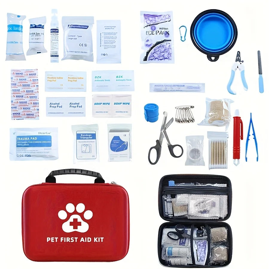 Large Capacity Pet First Aid Kit, Portable First Aid Kit for Dog & Cat Emergency Supplies