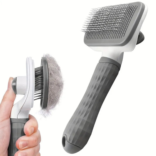 Effortless One-Step Clean Pet Grooming Brush, Gentle Hair Remover Massage Tool for Dog Cat Long Short Coat