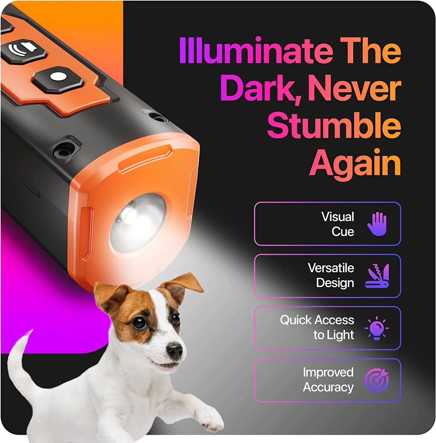 Ultrasonic Dog Training Device Rechargeable Pet Dog Repeller Anti Bark Deterrent with LED Flashlight 2023 New