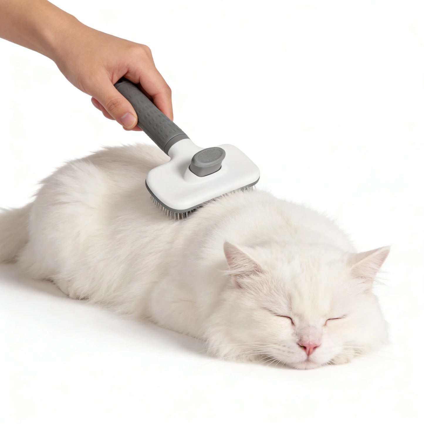Effortless One-Step Clean Pet Grooming Brush, Gentle Hair Remover Massage Tool for Dog Cat Long Short Coat