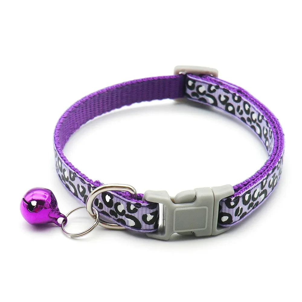 Cute Leopard Print Cat Dog Collars Adjustable Buckle Puppy Cartoon Pet Puppy Collars Leads Pet Accessories Cat Supplies