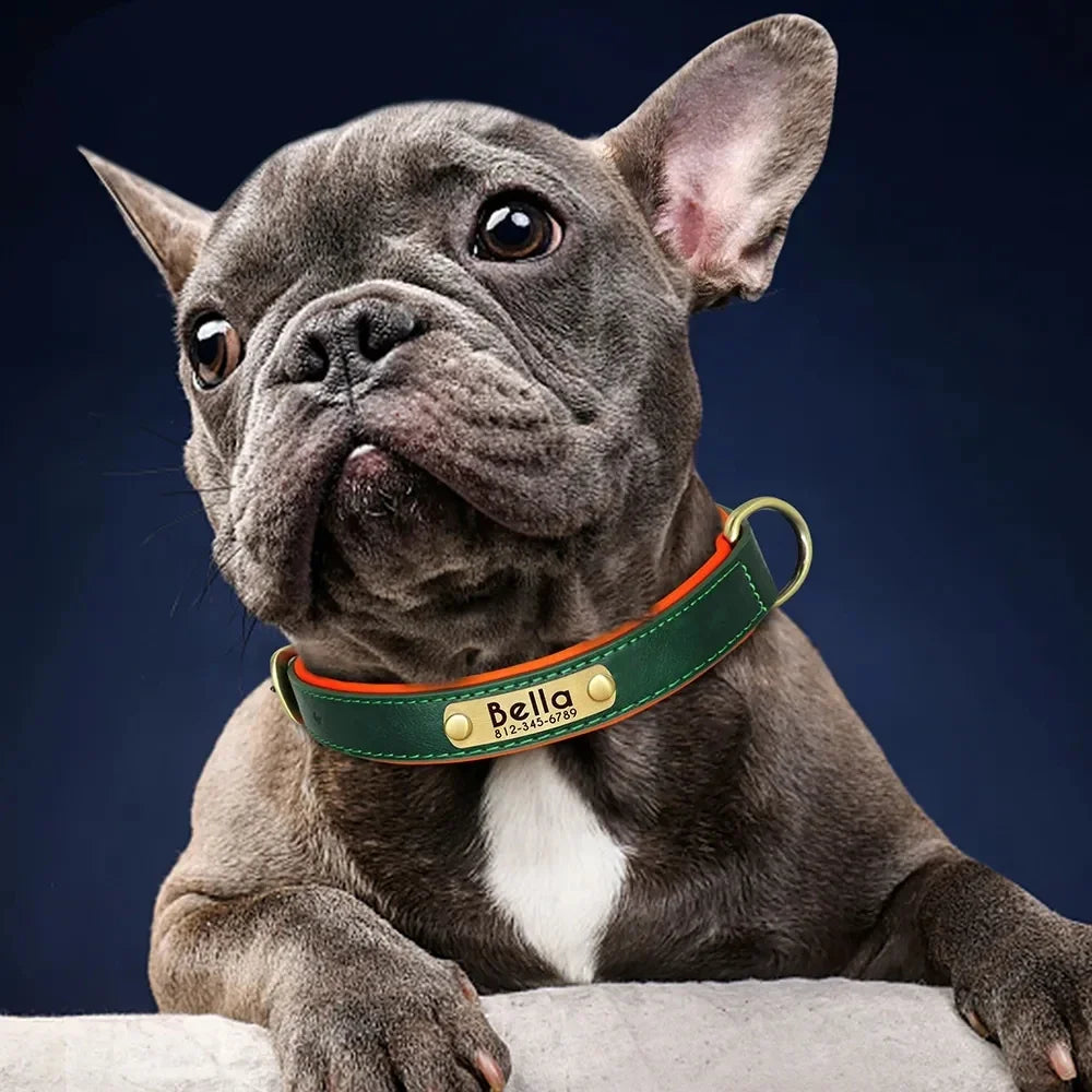 Personalized Leash Custom Dog Collar PU Leather Pet Dog Tag Collars Free Engraved Nameplate For Small Medium Large Dogs Pitbull