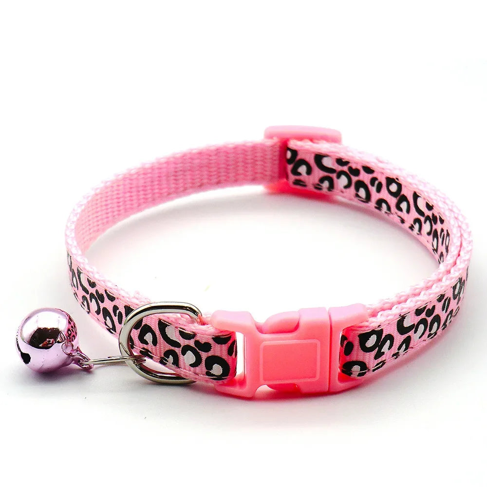 Cute Leopard Print Cat Dog Collars Adjustable Buckle Puppy Cartoon Pet Puppy Collars Leads Pet Accessories Cat Supplies