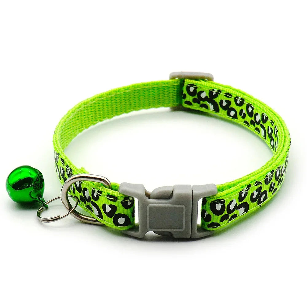 Cute Leopard Print Cat Dog Collars Adjustable Buckle Puppy Cartoon Pet Puppy Collars Leads Pet Accessories Cat Supplies